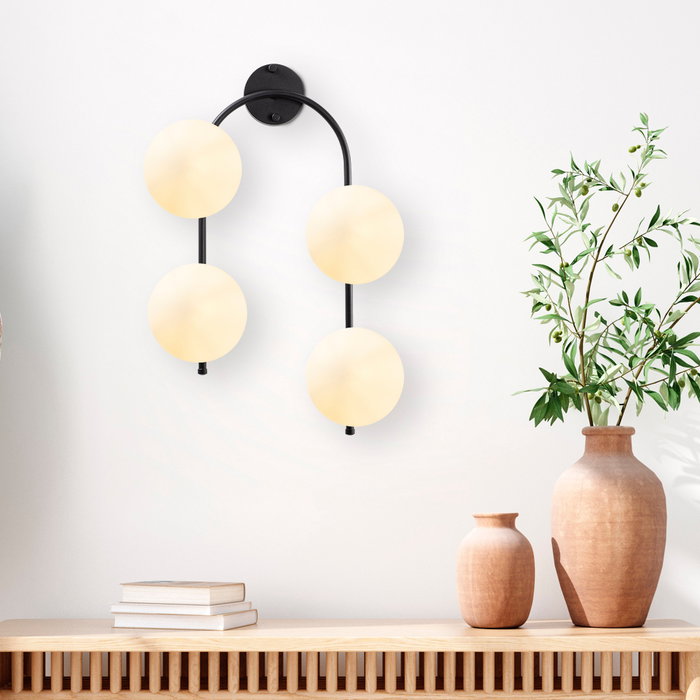 Opviq Jewel - 10595 Lámpara de pared moderna e industrial Negro y Crema